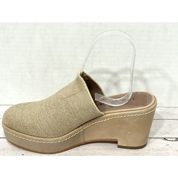 Donald J. Pilner Clogs Beige Tan Mules Wedge Shoes Size 7M - Picture 6 of 16